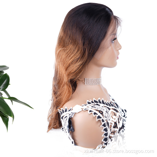 High Quality Density 150% 180% Frontal 13x4 Transparent Virgin Blonde Front T 1B/27 Body Wave Lace Human Hair Wig